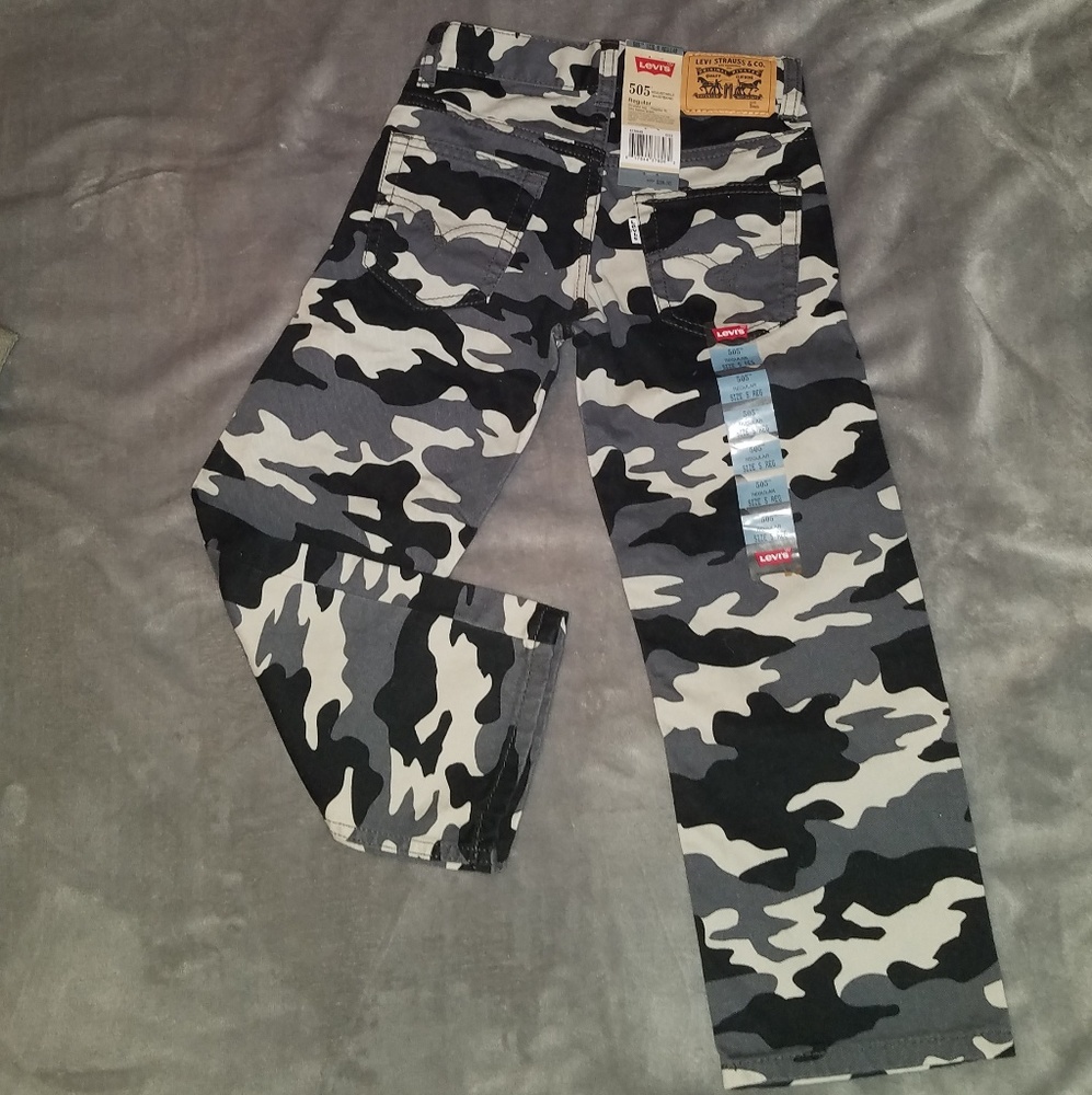 Black/White Boys Camo Levi Pants